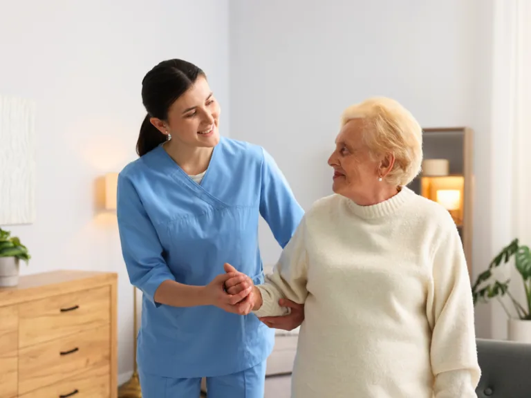 Home health nurse visiting patient